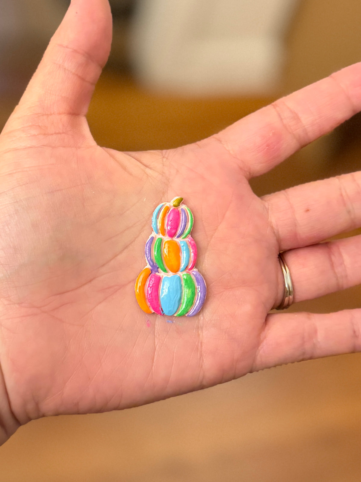 Oversized Colorful Stacked Pumpkin Stud Earring