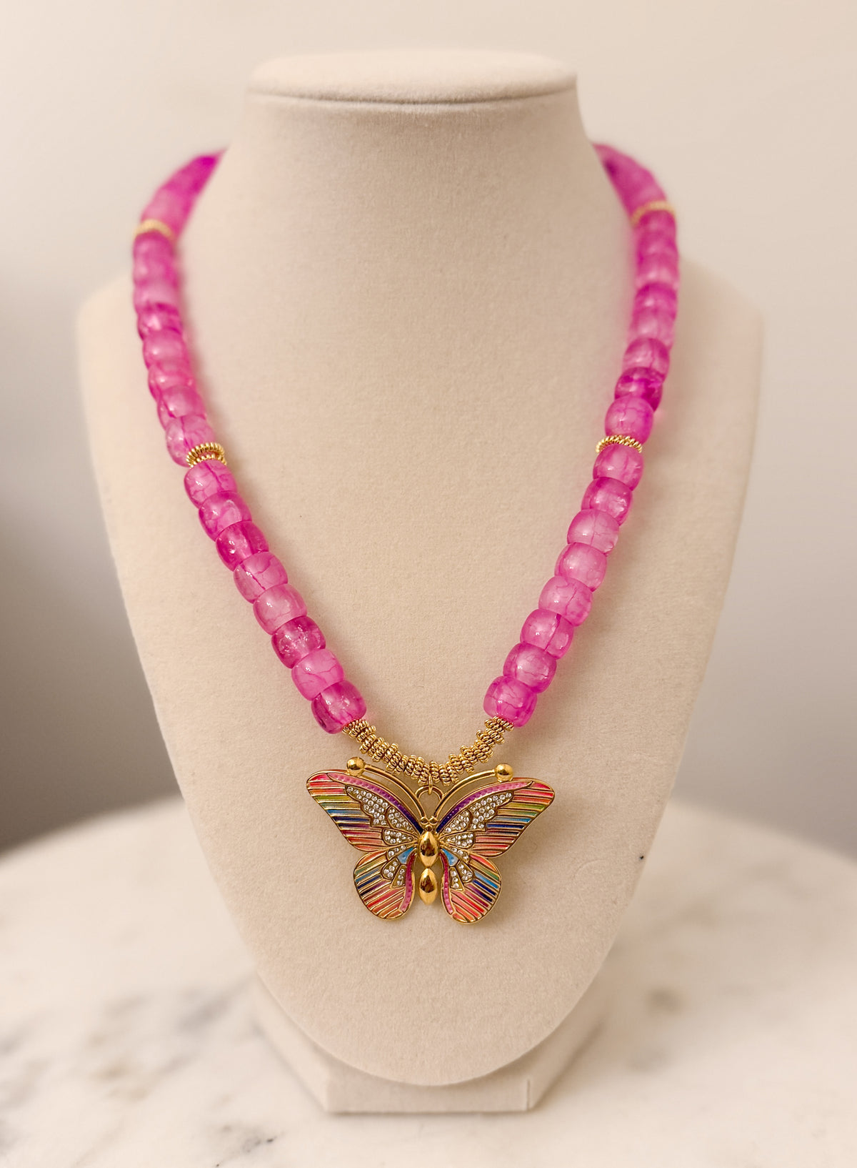Colorful Butterfly Beaded Necklace