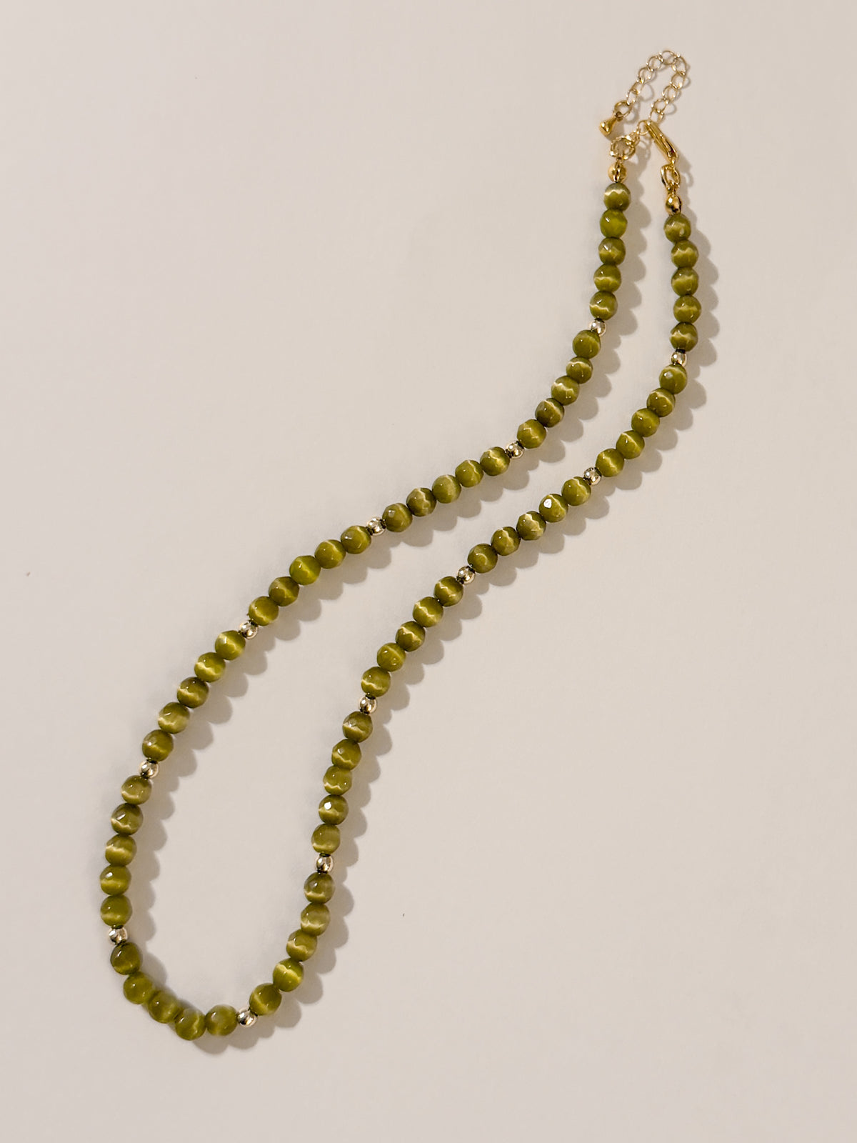 Olive Cats Eye Gemstone Necklace