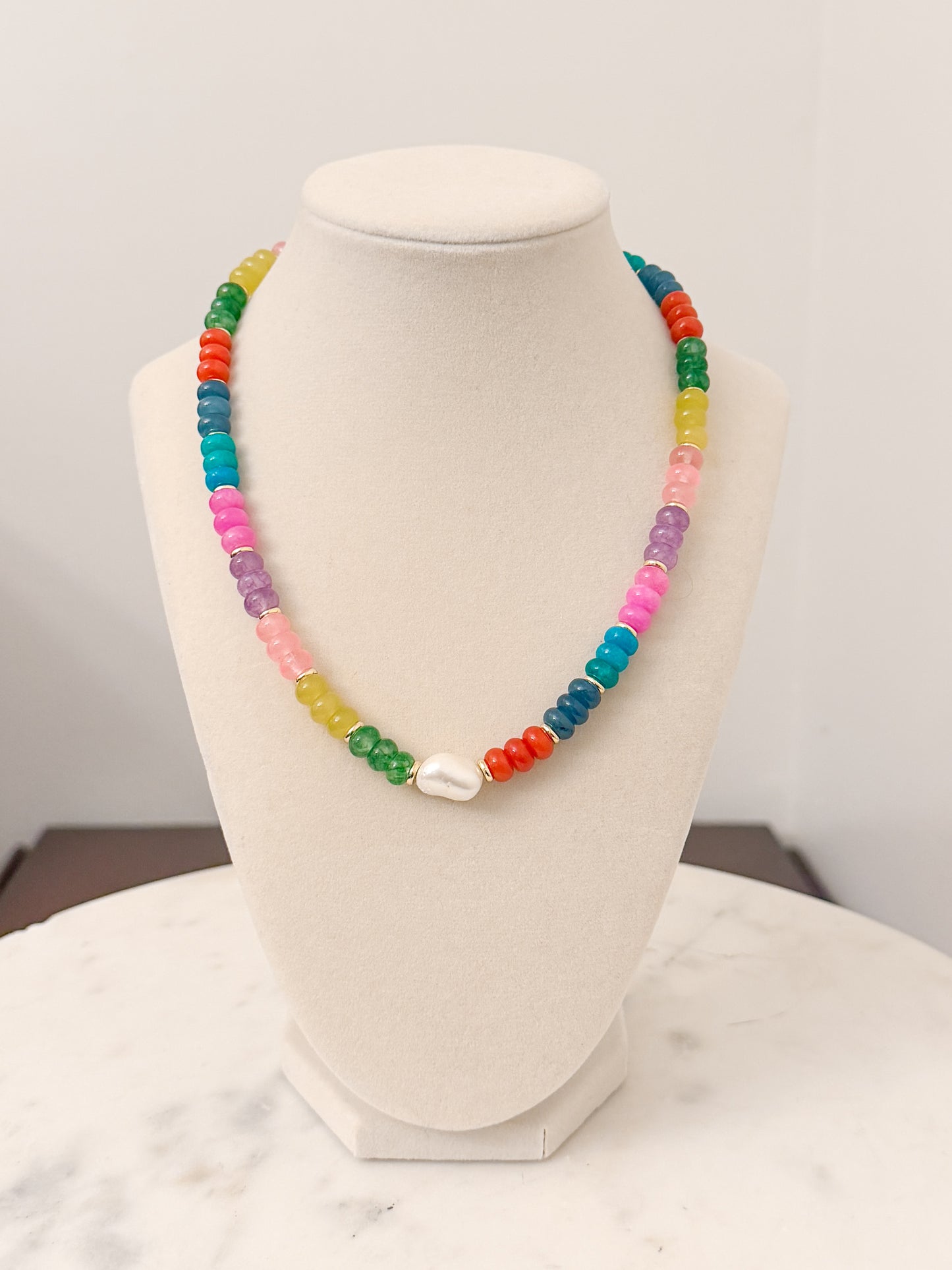 Rainbow Candy Necklace with Pearl