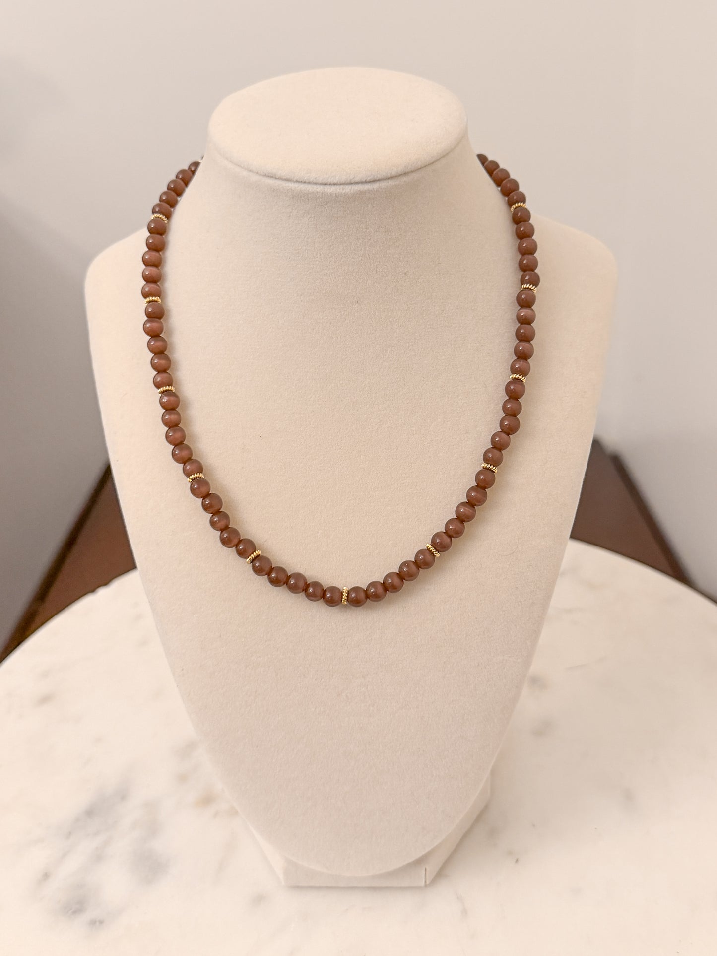 Brown Cats Eye Gemstone Necklace
