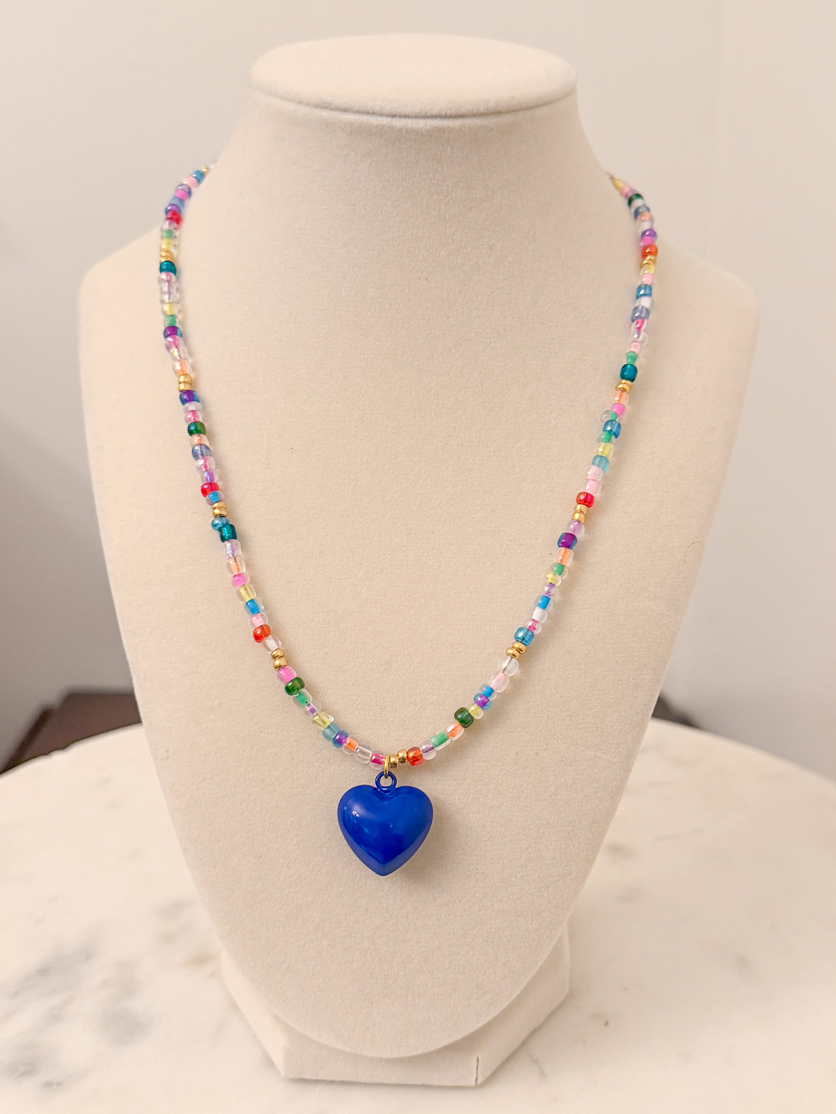 Rainbow Necklace with Heart Charm
