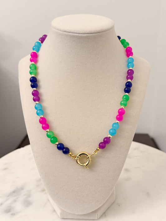 Bubble Beads Necklace with Carabiner