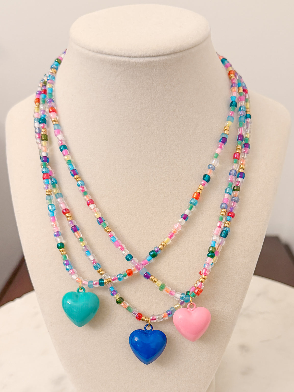 Rainbow Necklace with Heart Charm