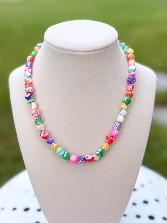 Colorful Mother of Pearl Nugget Necklace