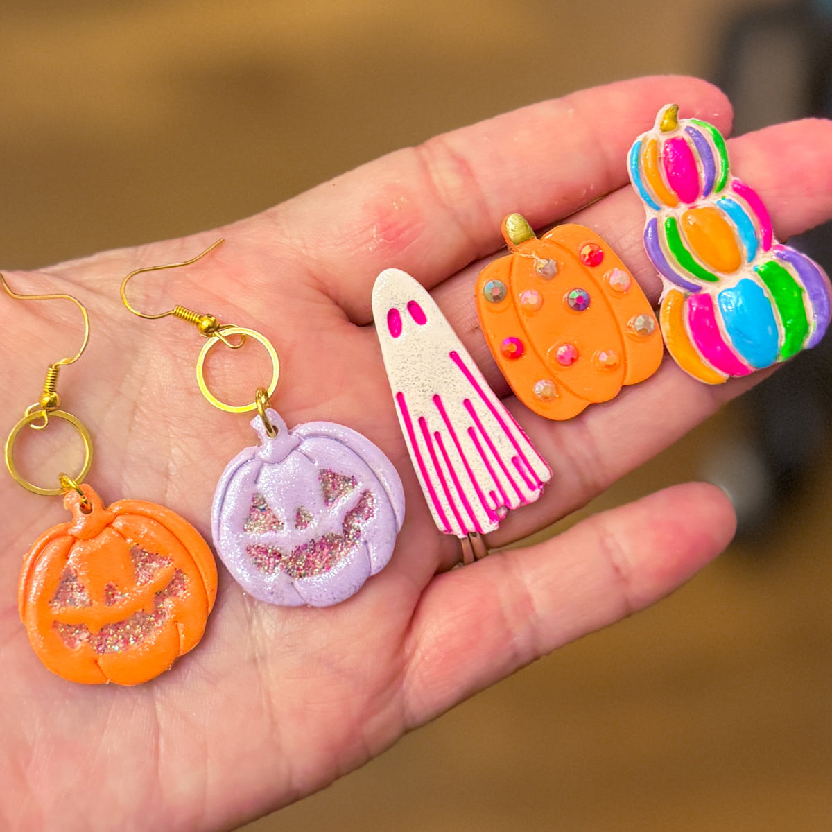 Oversized Colorful Stacked Pumpkin Stud Earring