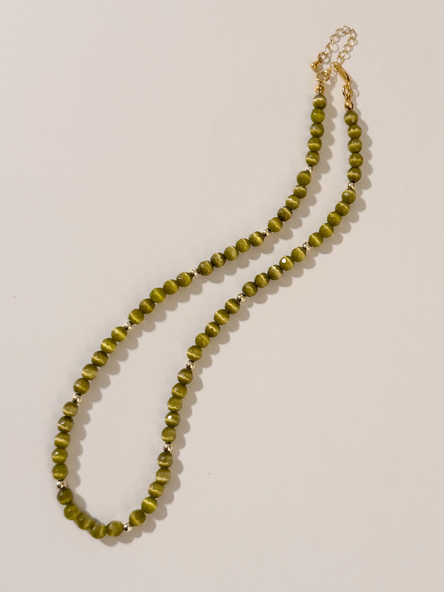 Olive Cats Eye Gemstone Necklace