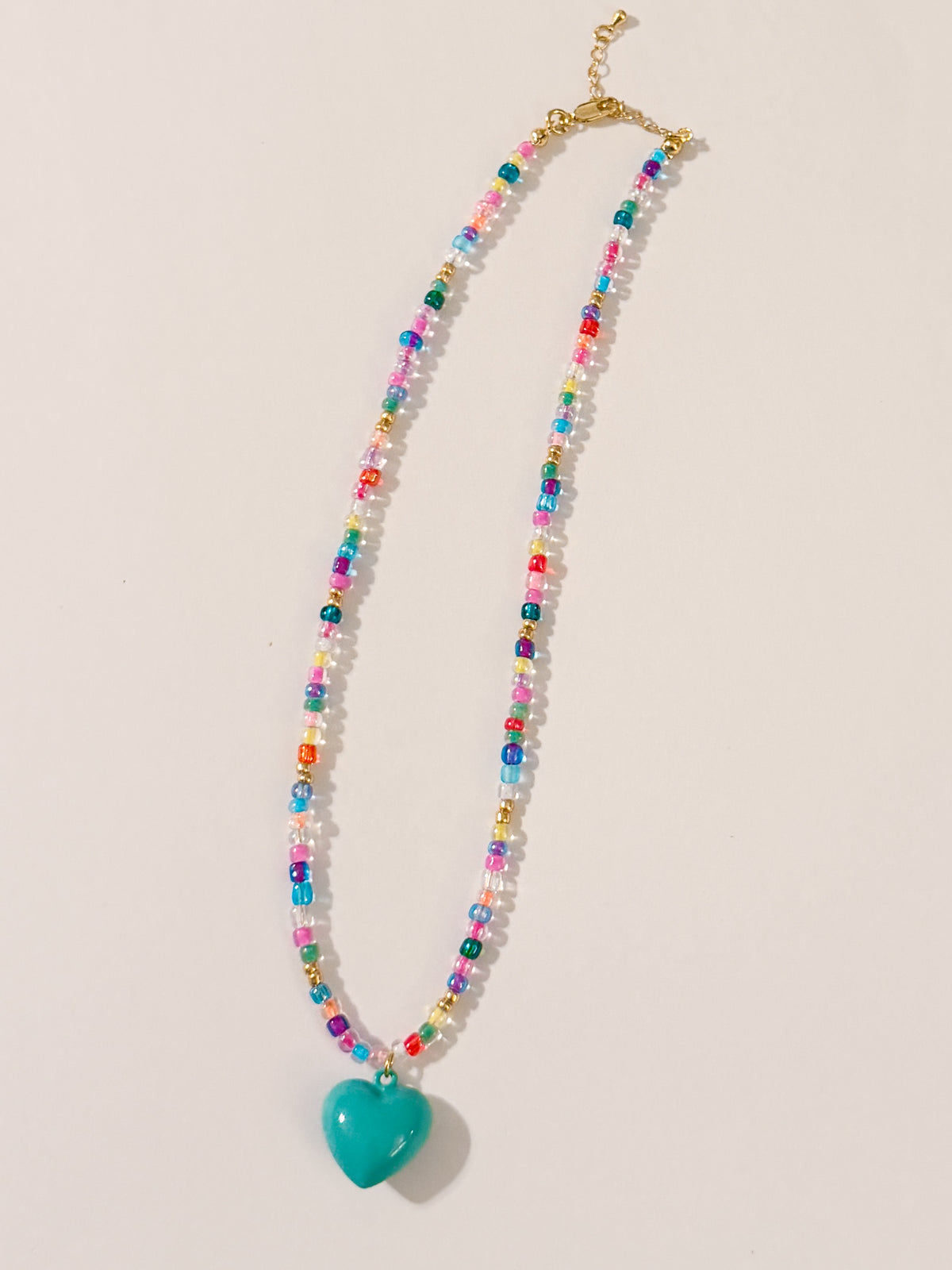 Rainbow Necklace with Heart Charm