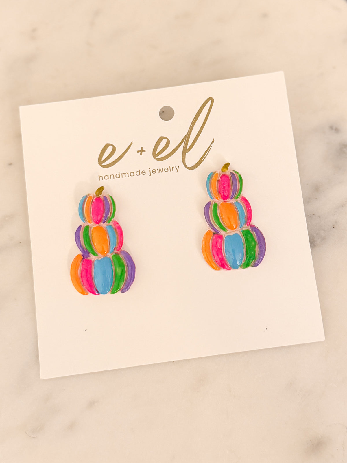 Oversized Colorful Stacked Pumpkin Stud Earring
