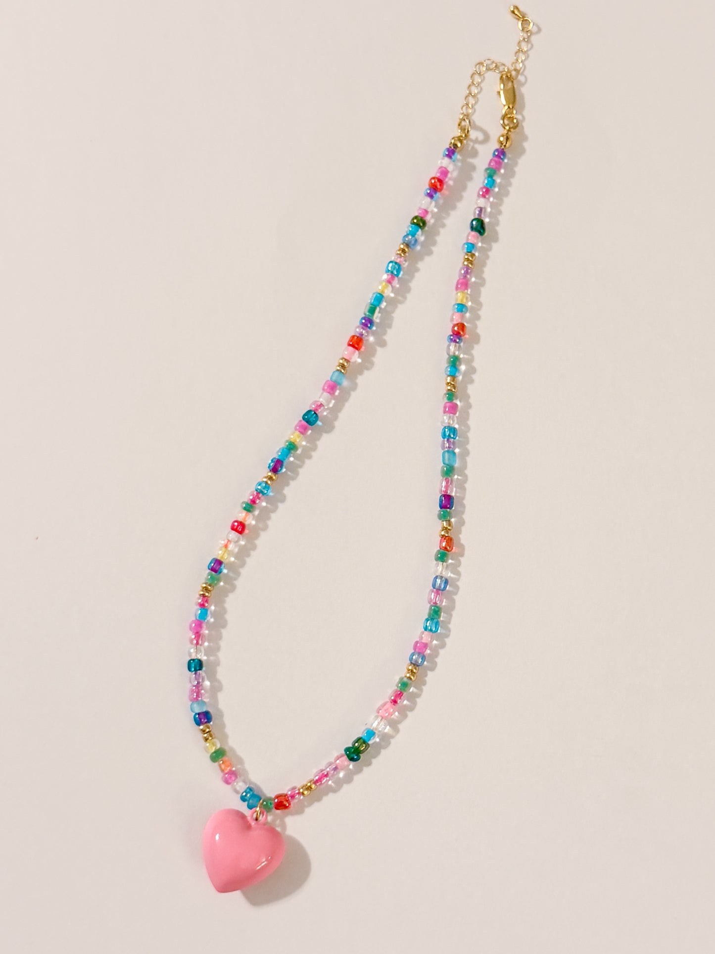 Rainbow Necklace with Heart Charm