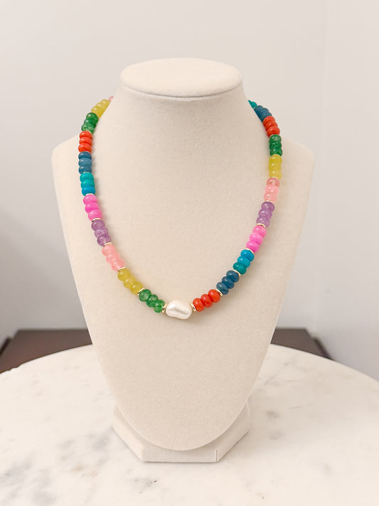 Rainbow Candy Necklace with Pearl